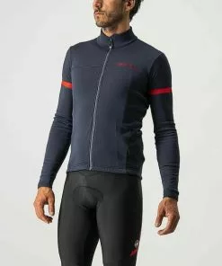 Castelli Fondo 2 FZ Langarmtrikot Savile Blue/red Reflex