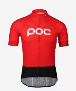 POC Essential Road Logo Kurzarmtrikot Prismane Red